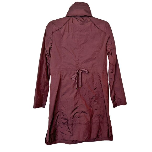Cole Haan Eggplant Purple Packable Hooded Raincoat with Pouch - Size XS - Picture 3 of 6